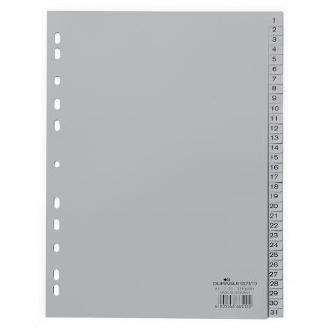 Przekładki Durable A4 PP Szare 1-31